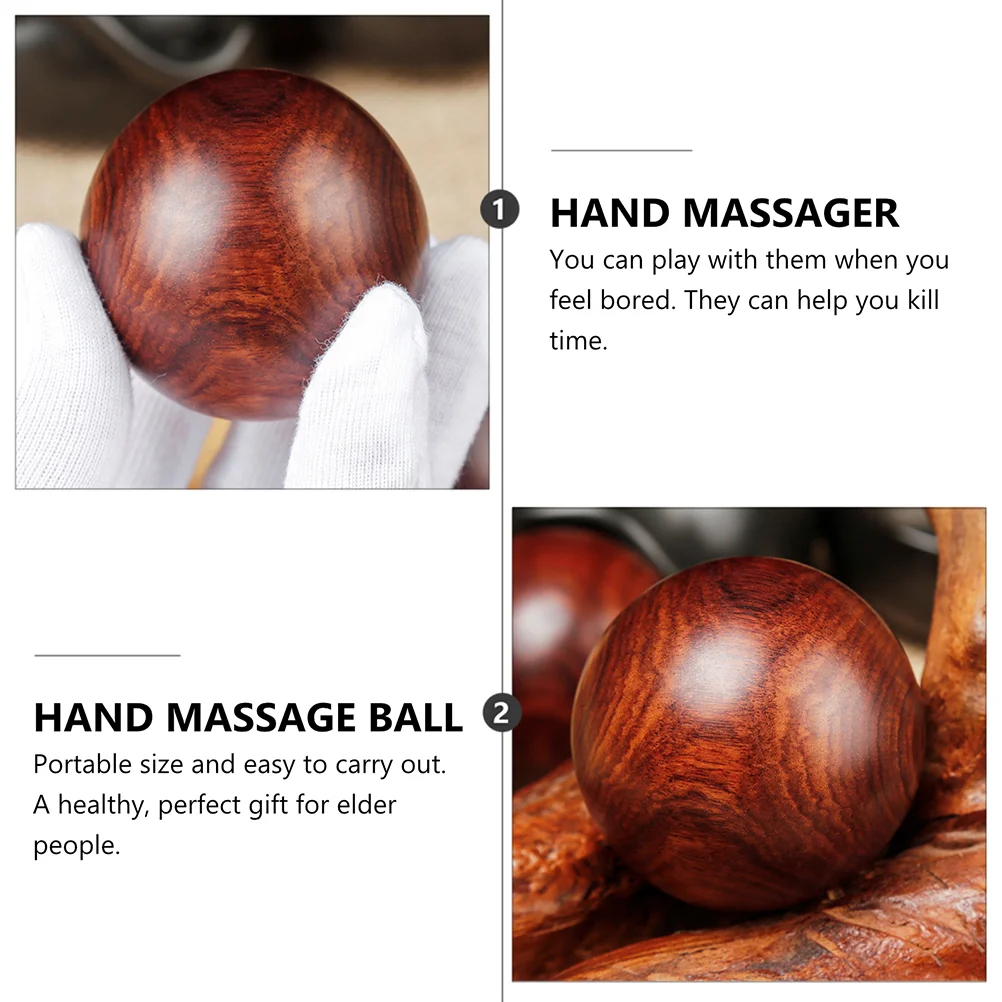 2 Pcs Solid Wood Massage Ball Fitness Hand Muscle Stretch Round Balls Handball Massager Exercise