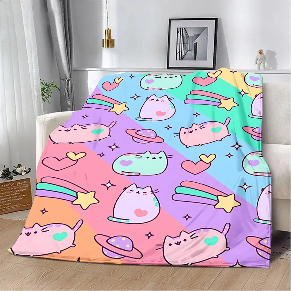 Cartoon Cute P-PusheenS Cat Printed Blanket Picnic Blankets Warm Blanket Soft and Comfortable Blanket Home Travel Birthday Gift