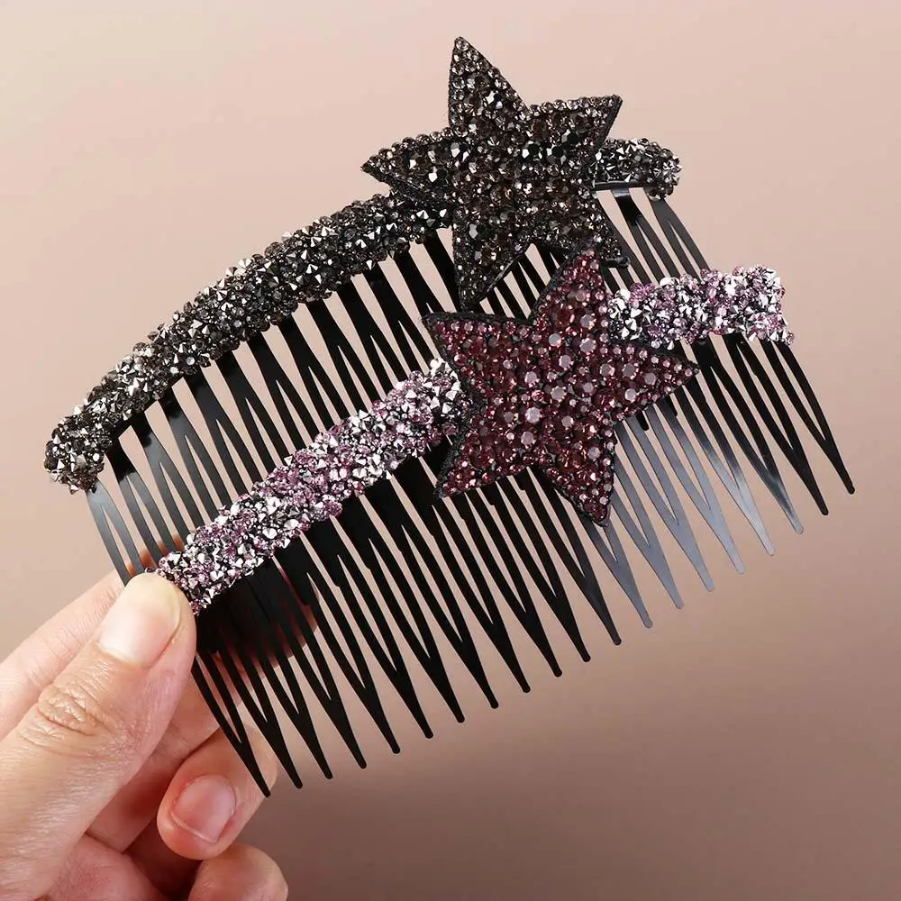 

Fresh Pentagram Star Rhinestone Star Hair Comb Acrylic Fixed Combs Broken Hair Comb Headwear Teeth Extra Hair Holder Children