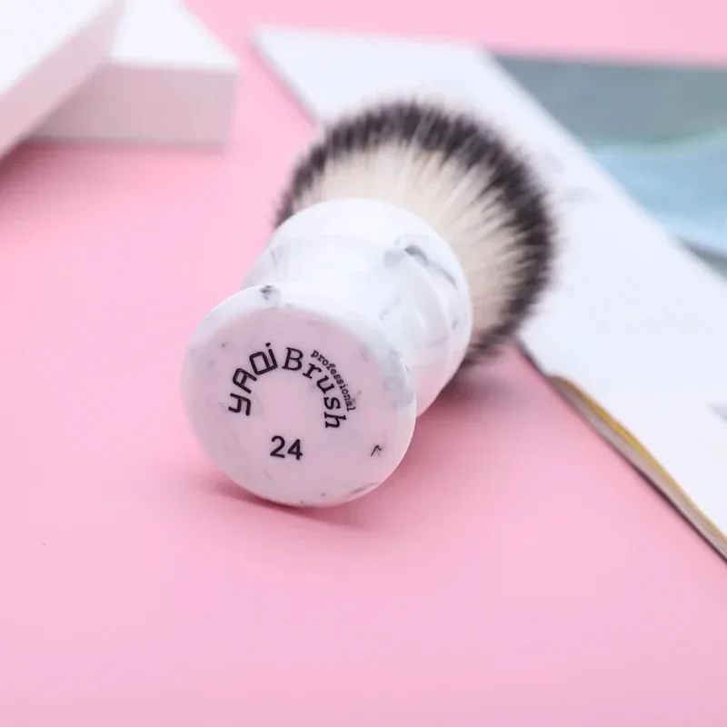 Yaqi 24MM 에베레스트 화이트 대리석 합성 헤어 여행 면도 브러쉬 남성 패션 단순 솔리드 컬러 남성 습식 면도 브러쉬