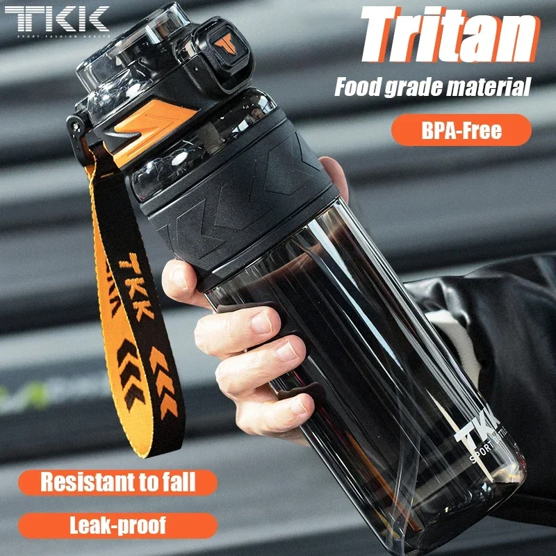TKK 1000ml Water Bottle Sports Watter Bottle Tritan BPA Free Straw Portable Leak-proof Plastic Drinkware Outdoor Fitness Kettle