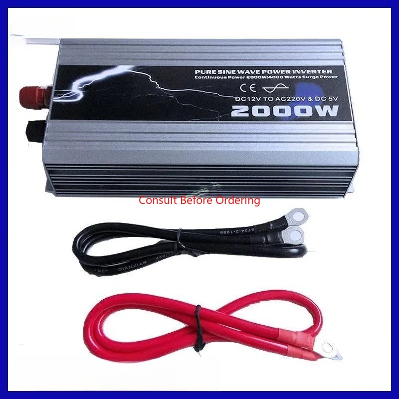 

2000W Power Inverter Pure Sine Wave DC 12V TO AC 220V Car Auto Solar Power Converter With USB Charger Peak Power 40