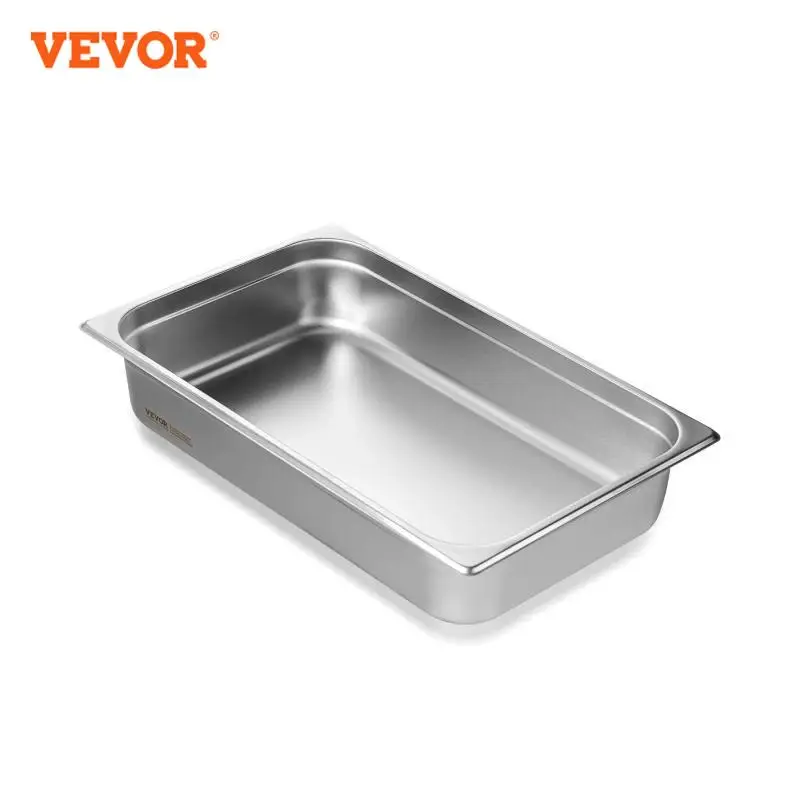 VEVOR 4 inch Buffet Chafing Dishes Gastronorm Pans Steam Table Pans Tray Stainless Steel Food Container for Party BBQ Baking