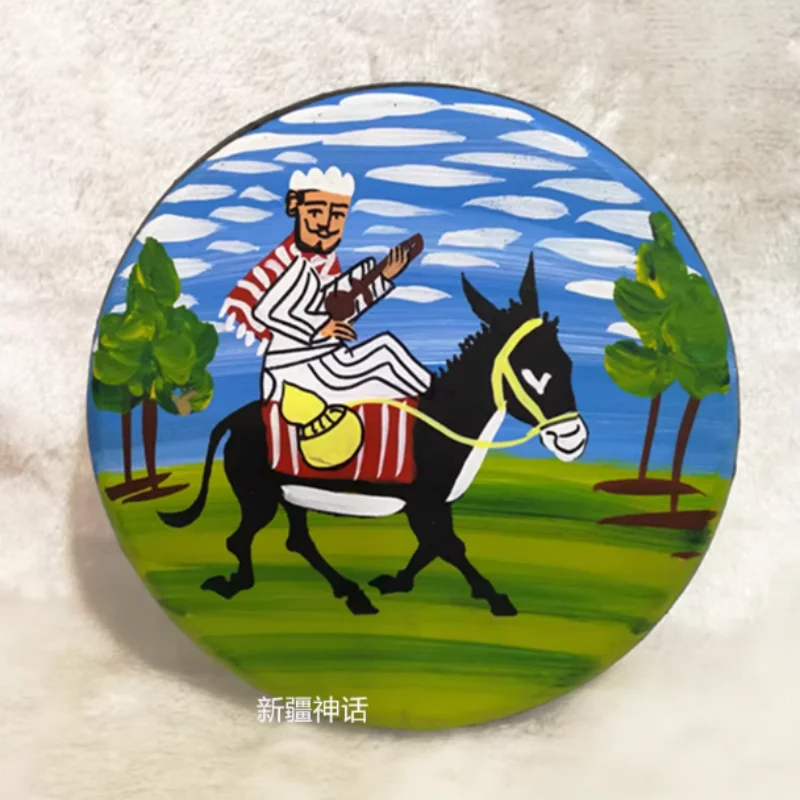 Chinese Xinjiang Folk Musical Instrument Tabla Painted Cowhide Handmade Professional Dance Performance Props