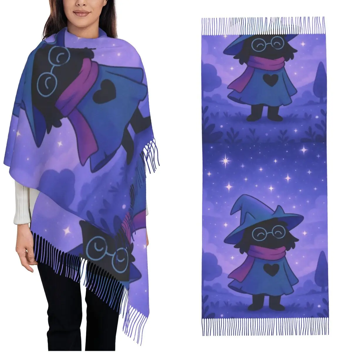 

Женский шарф с кисточкой Deltarunes Ralsei Game, длинная мягкая теплая шаль и накидка, подарки, кашемировый шарф