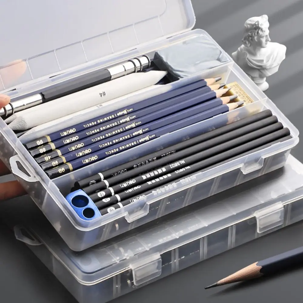 

Simple Storage Box Pen Pencil Box Multifunctional Waterproof Pencil Case Box Large Capacity Transparent Pencil Organizer Sketch