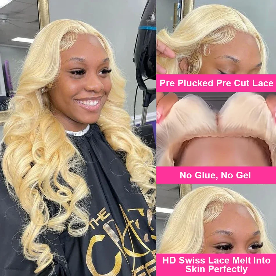 250% 613 Blonde Lace Front Wig Human Hair 40 42 inch Wear and Go Glueless 13x4 13x6 HD Body wave Lace Frontal Wigs PrePlucked