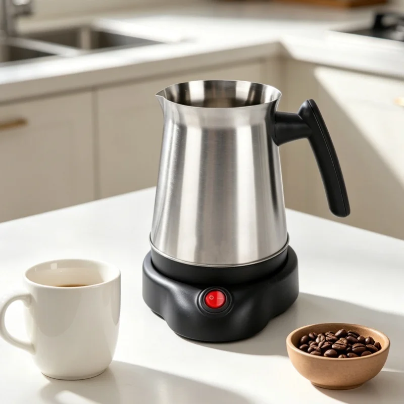 600W Electric Turkish Coffee Pot Stainless Steel 600ML Turkish Coffee Maker Heating Tea Maker Kettle Home Travel EU Plug 220V