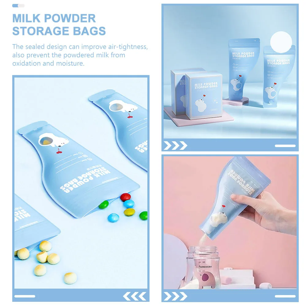30 قطعة من أكياس تخزين مسحوق الحليب للاستعمال مرة واحدة وقابلة لإعادة الملء، تركيبة أطفال محمولة للسفر في الهواء الطلق وقابلة لإعادة الملء #3