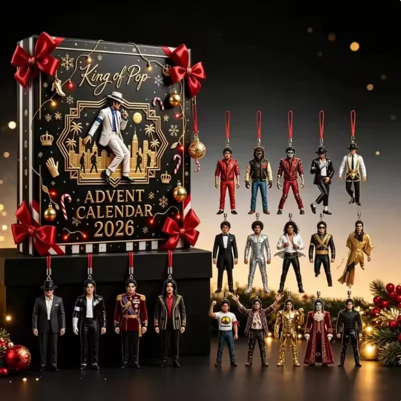 24 Days Michael Jackson Christmas Advent Calendar Classic Stage 2D Acrylic Hanging Figurine Xmas Tree Decor Gift for Music Fans