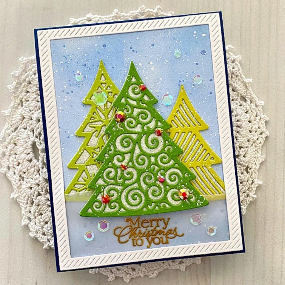 هولي كوز الصنوبر شجرة عيد الميلاد الزنجبيل المعادن قطع يموت القوس الفرح الكلمات يموت DIY بها بنفسك سكرابوكينغ بطاقة الديكور الحرفية صنع