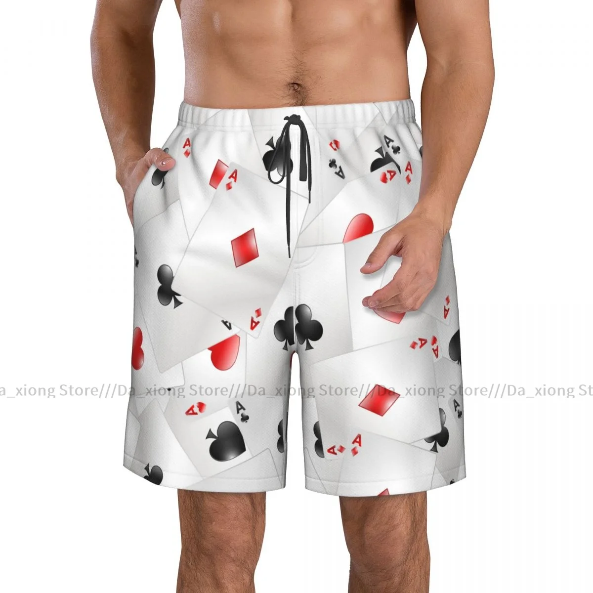 Man Swimwear Poker Aces Pattern Swim Shorts Trunks Beach Board Shorts Swimming Swimsuits