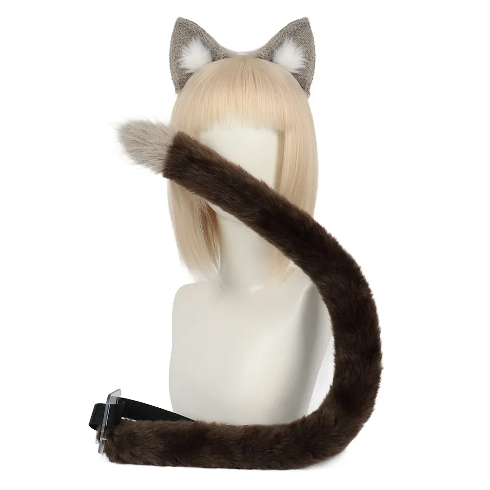 Explosion Models Handmade Simulation Cat Tail Cat Ears Headband Set Cosplay Halloween Party Artificial Animal Ear Cat Hair Wear