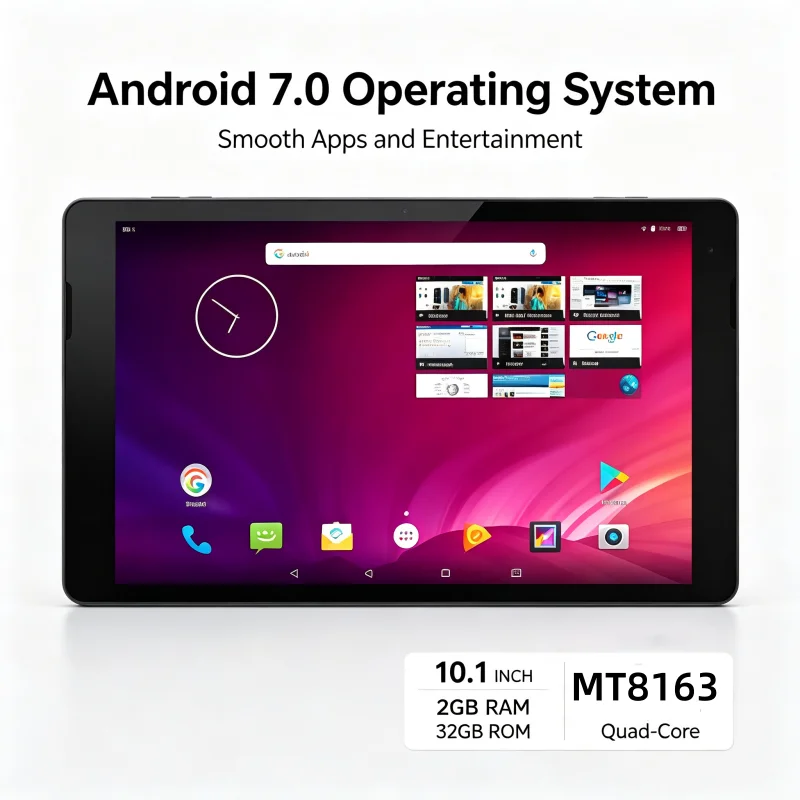2026 Latest Tablets 10.1 Inch T10 Android 7.0 WIFI Micro USB 2GB RAM+32GB ROM P10 MT8163 CPU Powerful Quad-Core