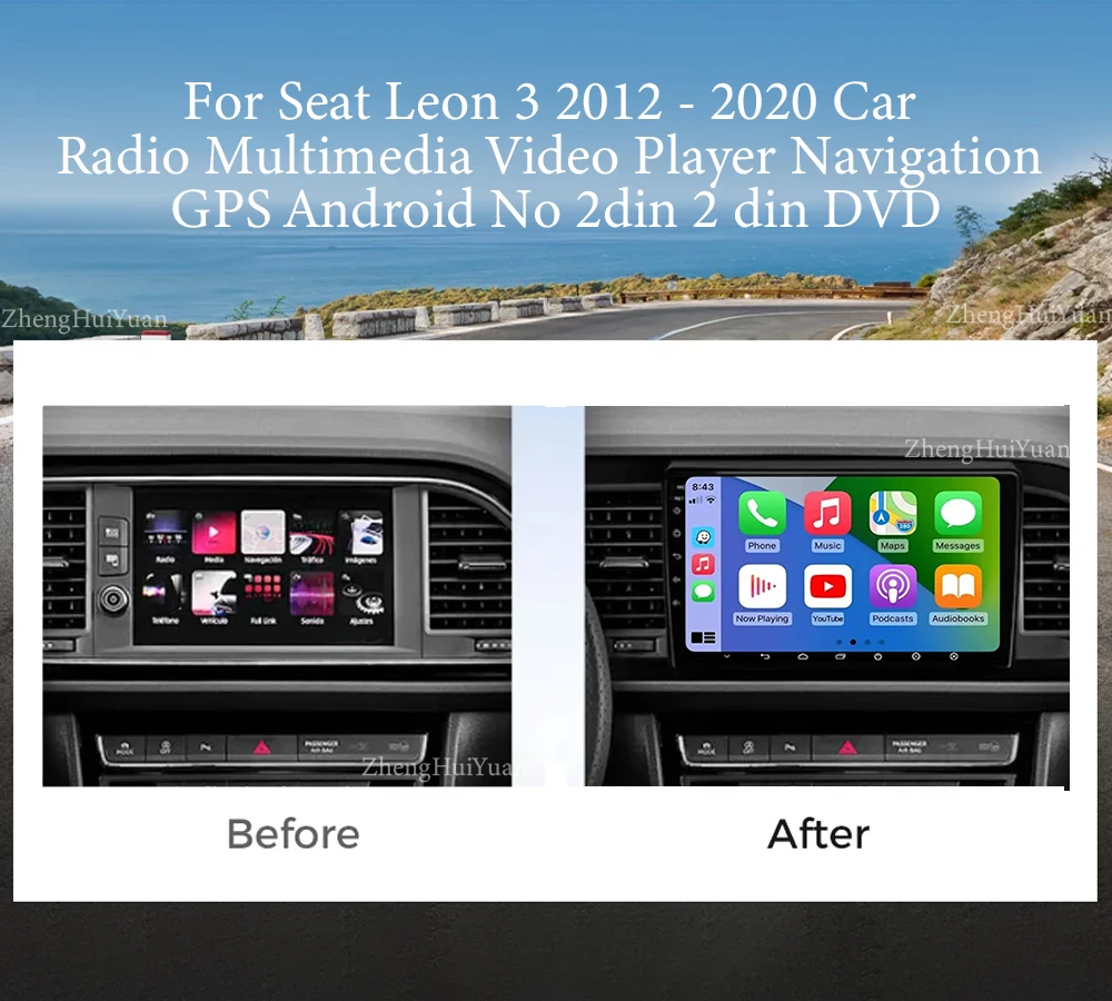 Android 14 Carplay Auto For Seat Leon 3 MK3 2012-2020 Car Radio GPS Navigation 4G WIFI Multimedia Video Player Stereo 360 Camera