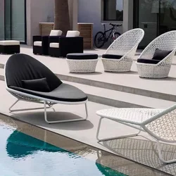 All-weather Hotel Outdoor Furniture Great Modern Design Retro Outdoor Beach Garden Set Metal Frame Sun Lounger