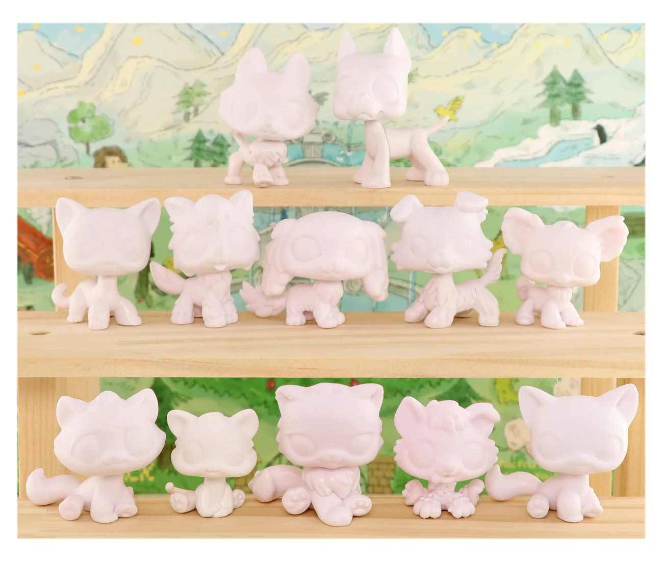 

Custom Pet White Bases Pack 12pcs White Molds DIY Toys Kids Play Cat Dog