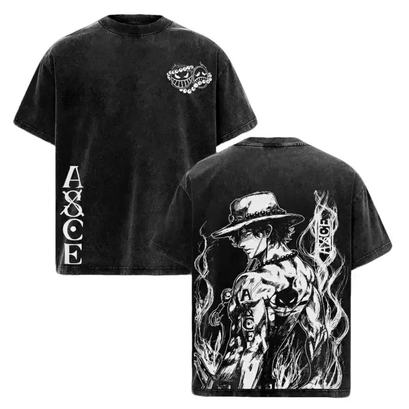 

Unisex One Piece Graphic T Shirt Men Women Vintage Wash Short Sleeve Tee Summer 2026 Y2k Anime Print Streetwear Casual Tops