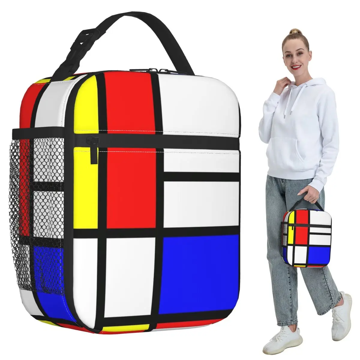 Piet Mondrian Composition 2, isolierte Lunchtasche für Kinder, Schule, Kühler, Thermo-Lebensmittelbox, Tragetasche, tragbare Lunchboxen, Behälter