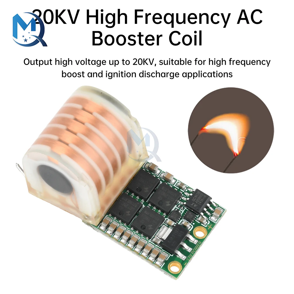 DC 9-12V to AC 20KV High Frequency AC Booster Coil High Voltage Ignition Module 12V Low Heat Arc for 10 minutes 70W