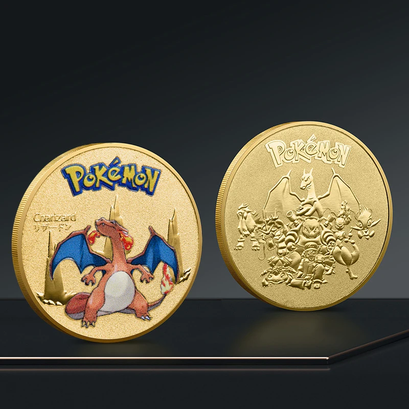 Ryd Coin 40mm Pokemon Muntcollectie Medaillon Herdenkingsmunt niet-valuta Pikachu Ronde Metalen Munt hadiah Creatief Geschenk