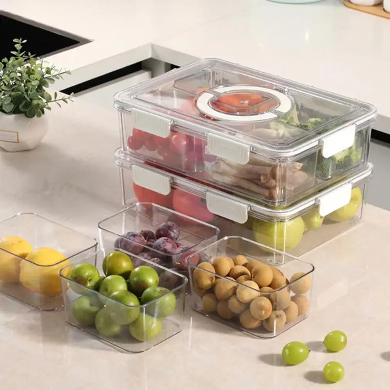 

Divided Snack Tray 4 Compartments Clear Portable Snack Platter Food Storage Containers Fridge Organizer Snack Bowls for Party