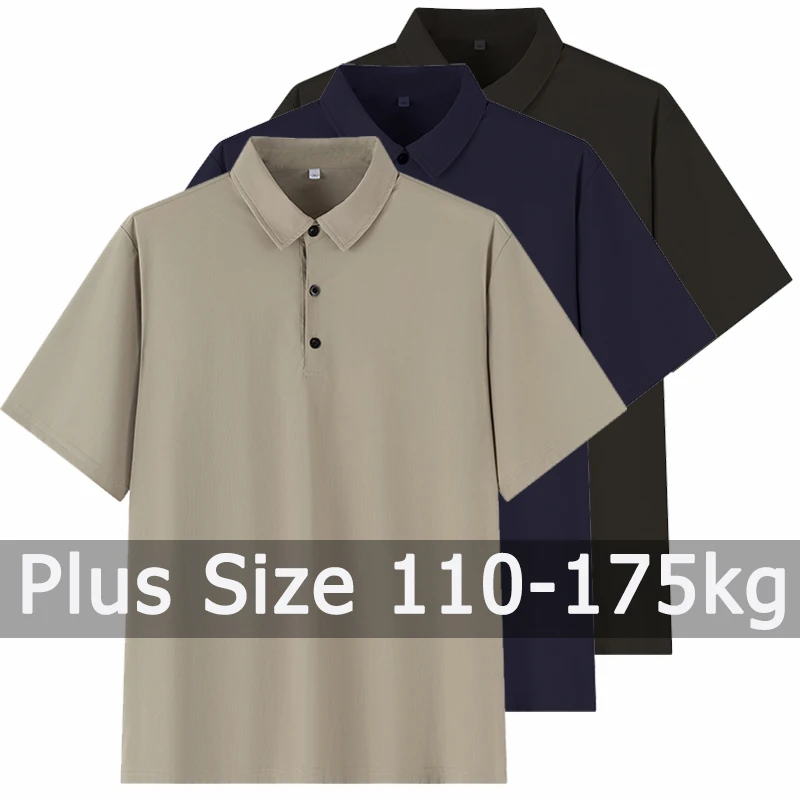 

Polo Shirts Men Short Sleeve Polos Big Size 5XL 6XL 7XL 110-175kg Loose Shirt Oversized Tops Plus Size Men Clothing