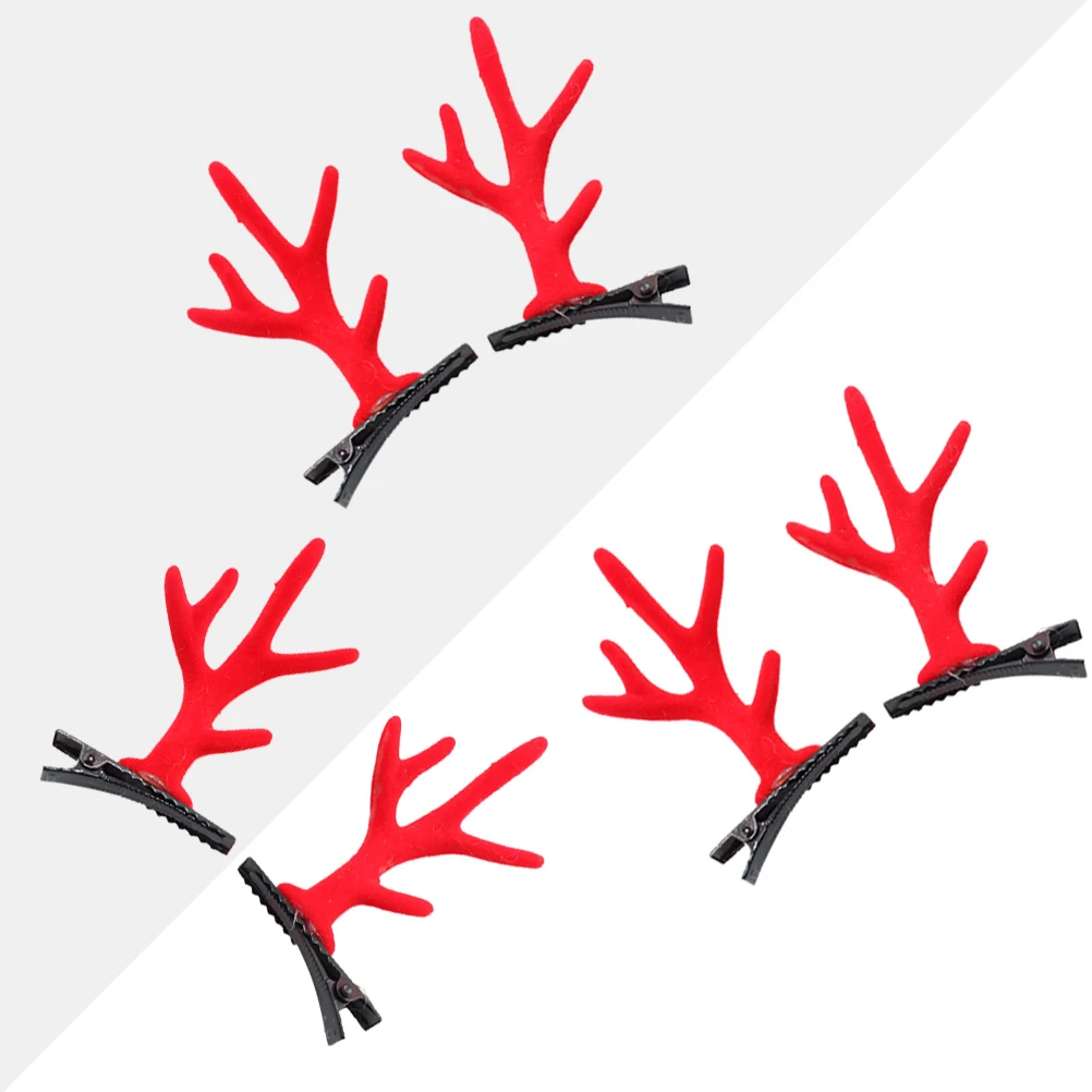 

6pcs Colorful Antler Hair Hairpin Clips Girl Hair Clips Reindeer Girl Hairpin Party Accessories Daily Decorations