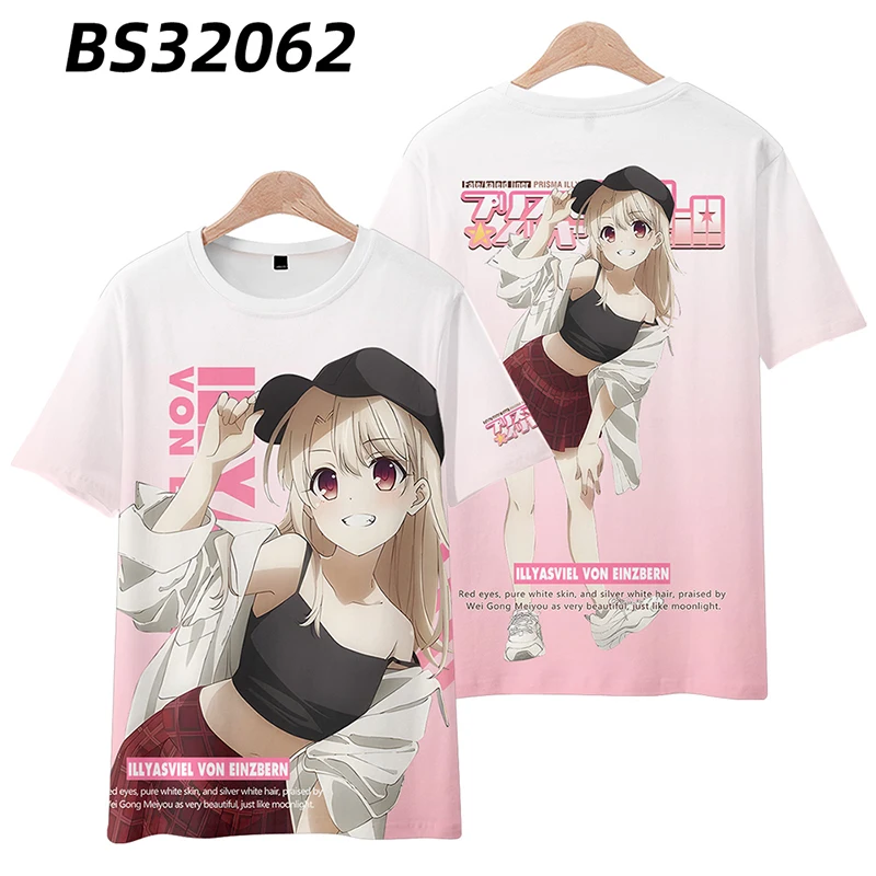 Game Cosplay Fate/kaleid liner Prisma Illya Summer Anime T Shirt Summer Men T-Shirt Casual Women Round Neck Short Sleeve Tees