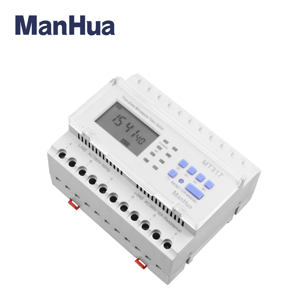 ManHua MT317 16A 380VAC Din Rail Three Phase Three Wire Time Control Switch Digital Timer Switch