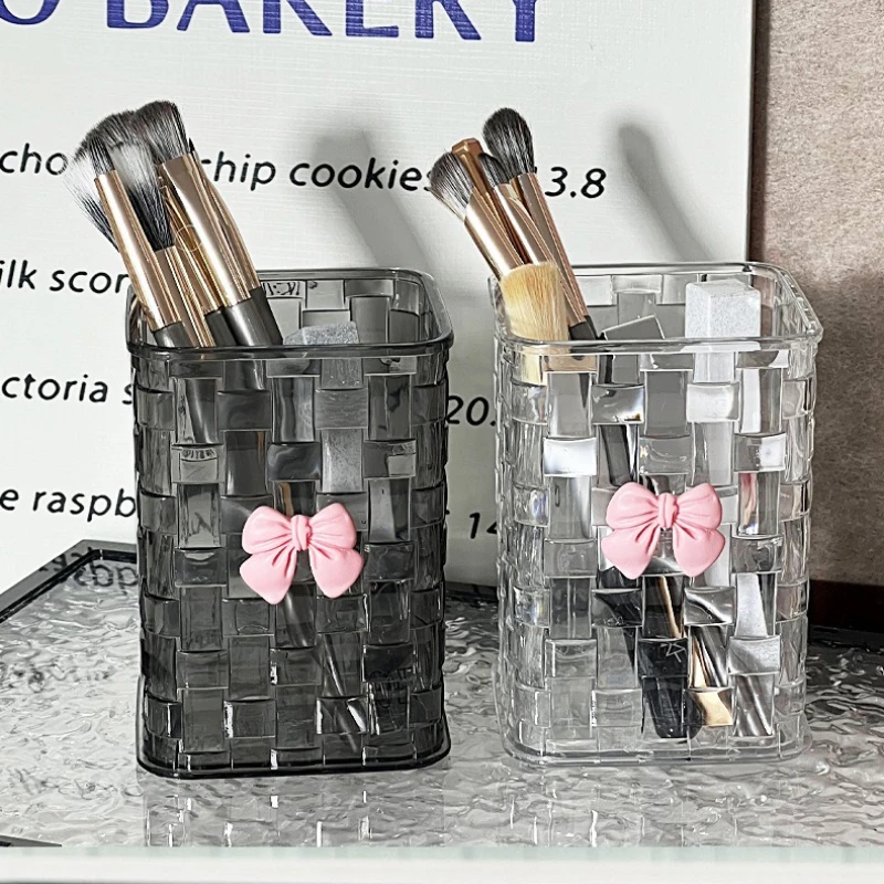 Light Luxury Rattan Weaving Pattern, Desktop Storage Box, Storage Pen Holder, Advanced Sense Storage Box, Lipstick Brush
