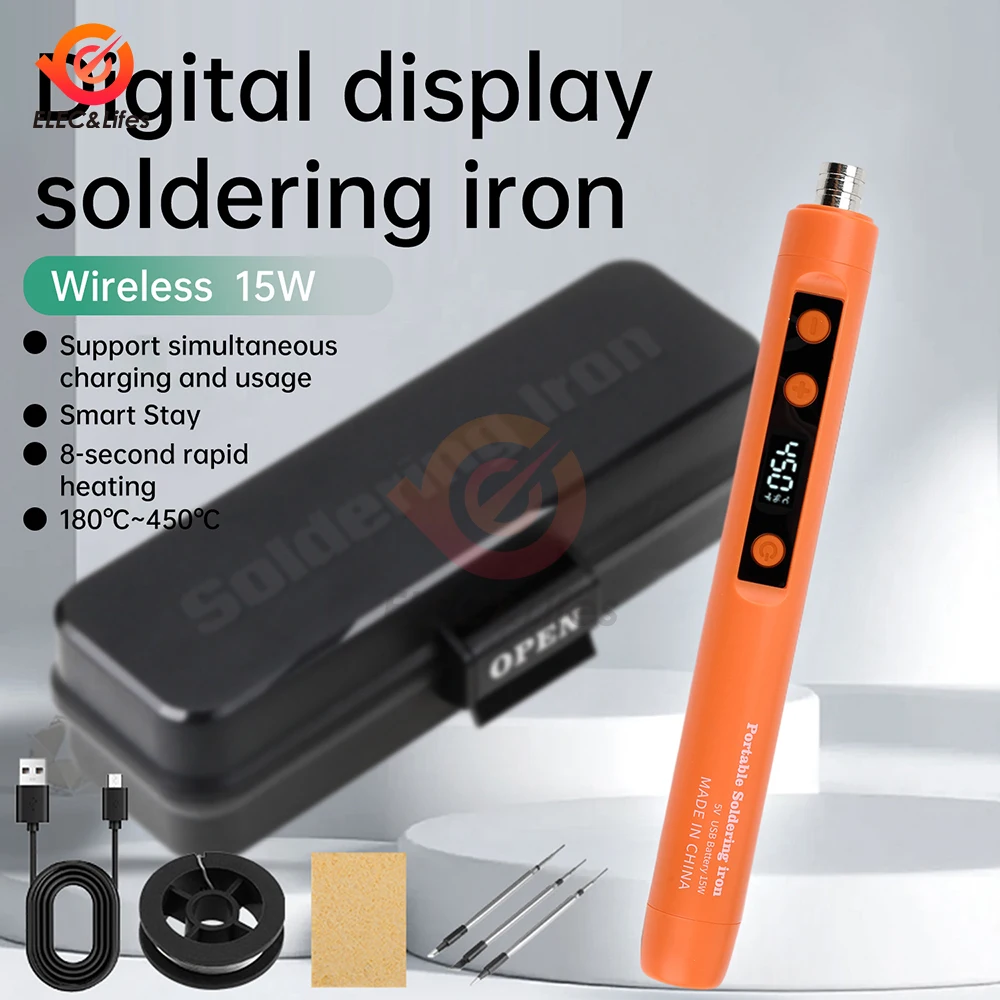 

USB Soldering Iron Set Mini Digital Electric Soldering Iron Kit Type-C Interface Adjustable Temperature Solder Welding Iron Tool