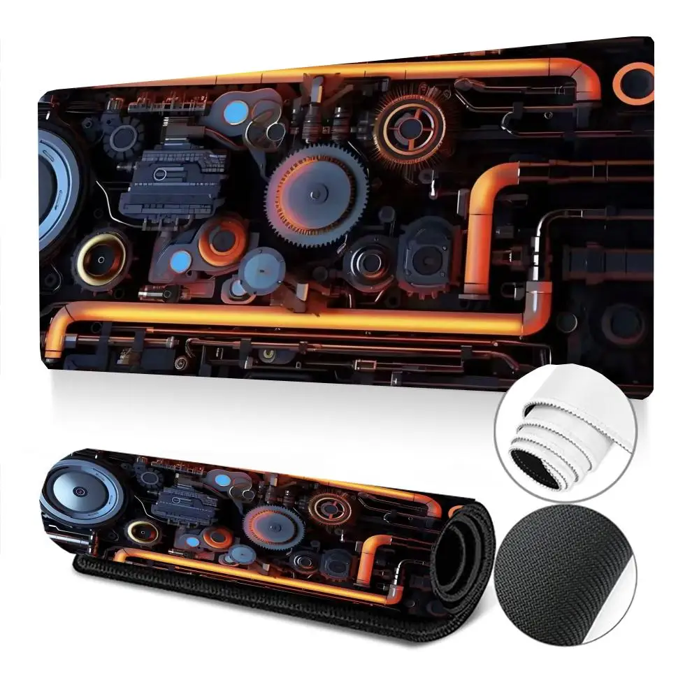 Mechanical Engine Mouse Pad Oversized lock edge mouse pad for gaming computer keyboard and desk