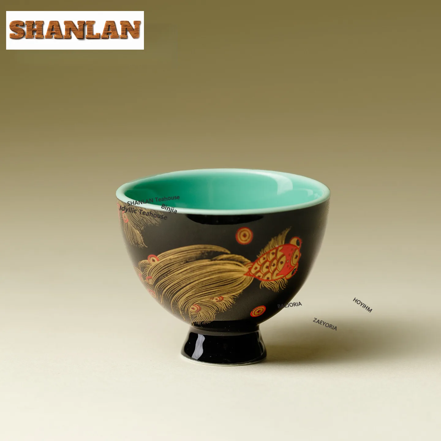 HOYIHM 40ml Fish Leaping Treasure Teacup Vintage Tea Bowl Single Cups Tea-tasting Personal Cup Chazhan Master Cups Cafes Craft
