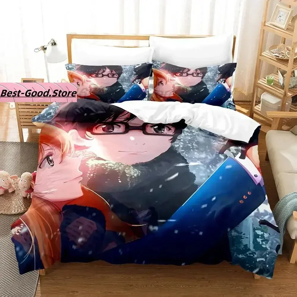 

2014 Your Lie In April 3D Printed Bed Set Duvet Cover Pillowcase Bedding Set Bed Linen Sheet Quilt Cover Full Queen King Size