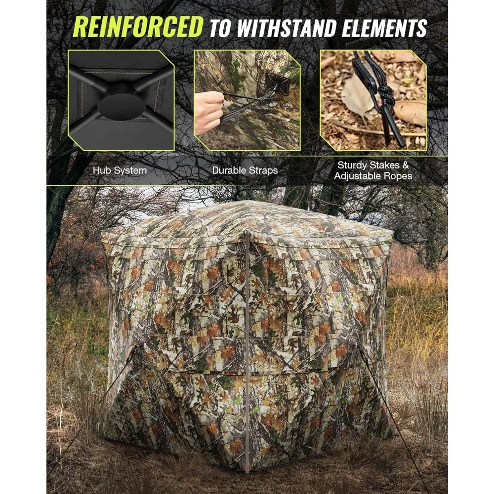 Tempat Persembunyian Berburu 360 Derajat dengan Pandangan Tak Terlihat untuk 2-3 Orang dengan Pintu Ayun dan Tas Jinjing, Tempat Berteduh Portabel yang Dapat Dilipat