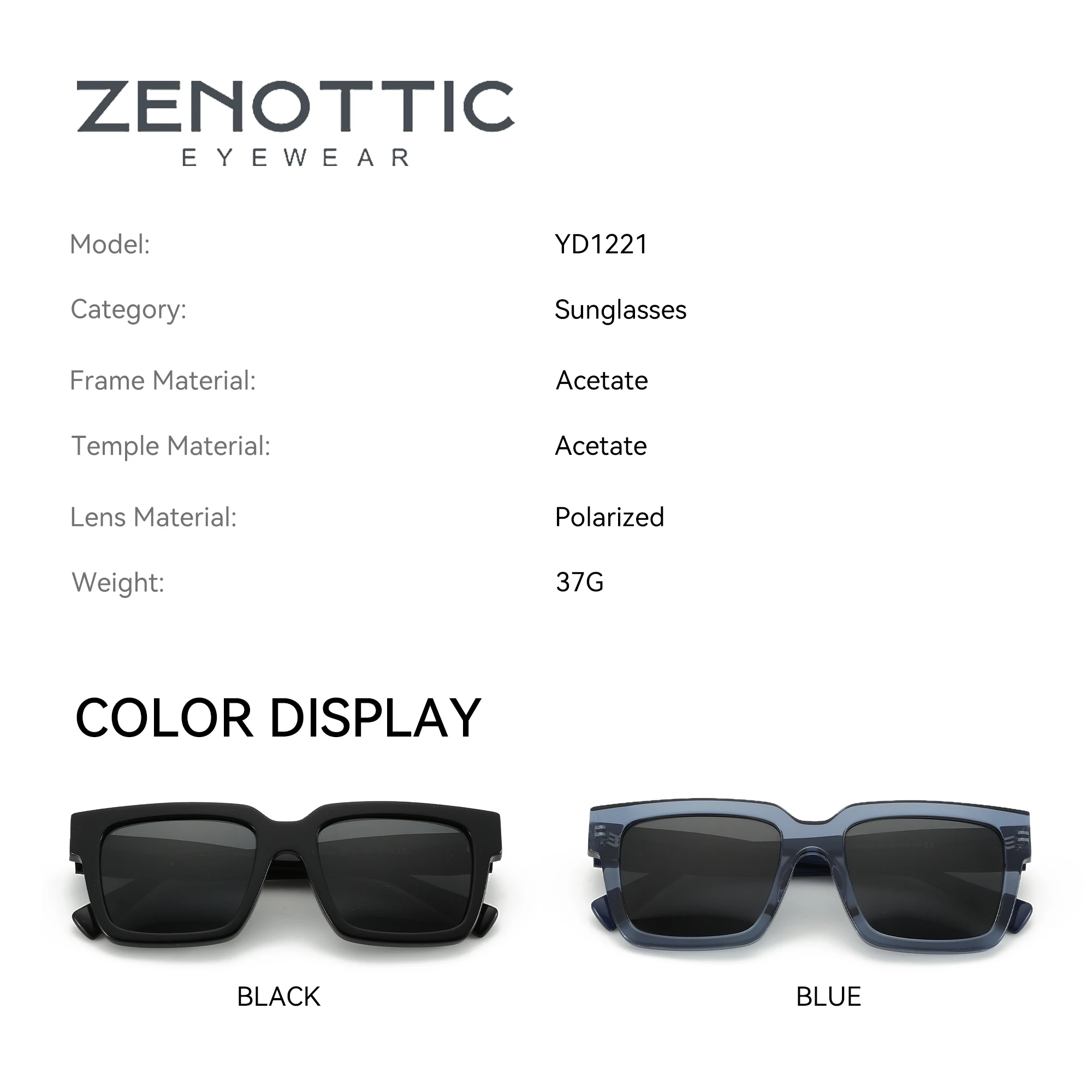 ZENOTTIC 100% UV400 Protection Sunglasses  Square Shade Trend Polarized Sun Glasses for Unisex Driving Fishing