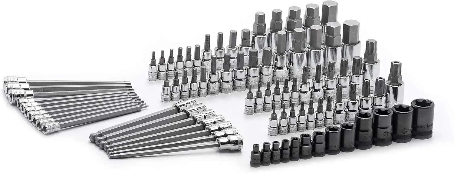 

80-Piece SAE and Metric Hex Bit Socket Set with Torx Drivers for Precision Fastening Tools in Compact Storage Case