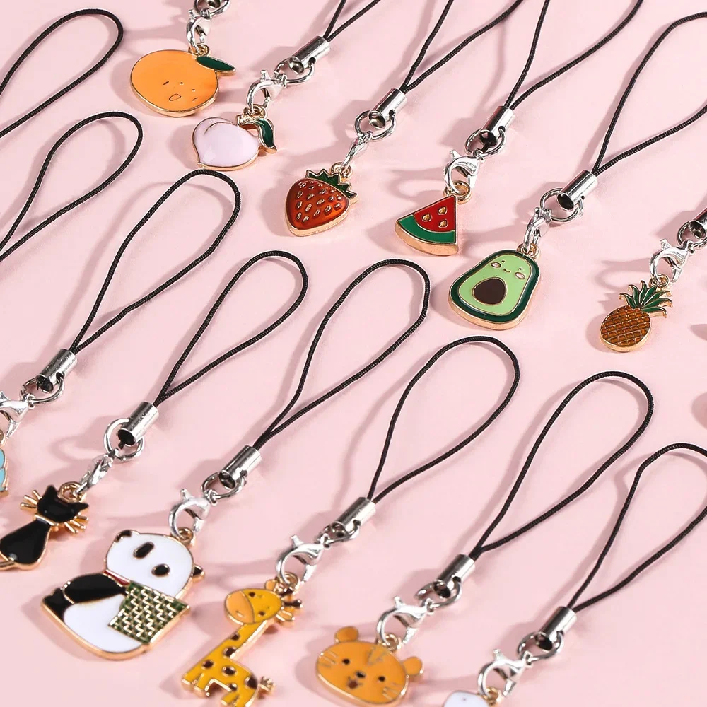 

Модная серия цепочек для мобильных телефонов с изображением животных и фруктов своими руками, цельный кулон в милом и девичьем стиле, аксессуар