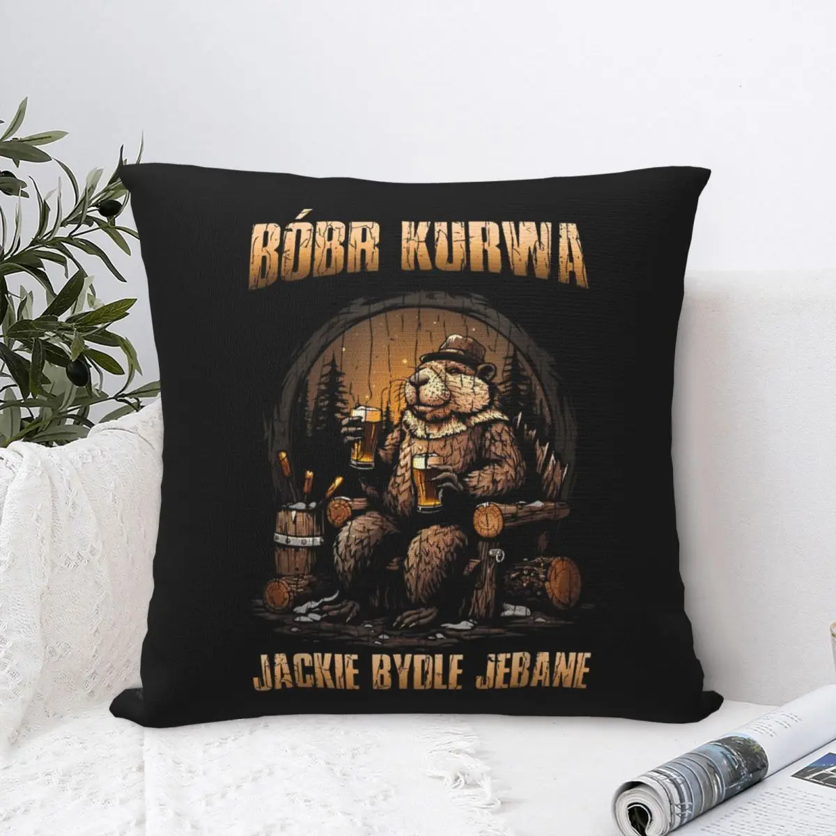 Polish Meme Bober Bobr Kurwa Pillowcase Polyester Cushion Cover Decorative Pillow Case Cover Sofa Dropshipping 45X45cm