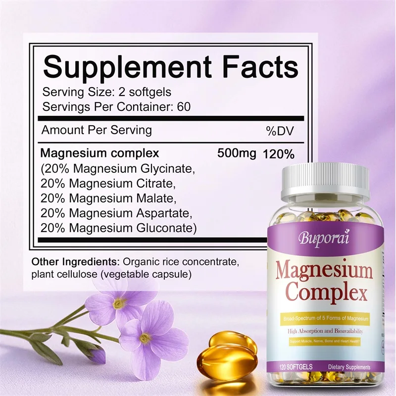 Magnesium Complex Capsules - Relaxation, Improve Mood, Reduce Leg Cramps, Supports Nerve,Bone and Joint Health,Enhances Immunity