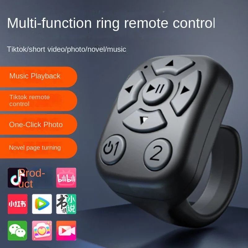 Ring Style telecomando Mobile Page Turner Bluletooth V5.3 registrazione Video telecomando 7 tasti Compact Fingertip Controller Selfie