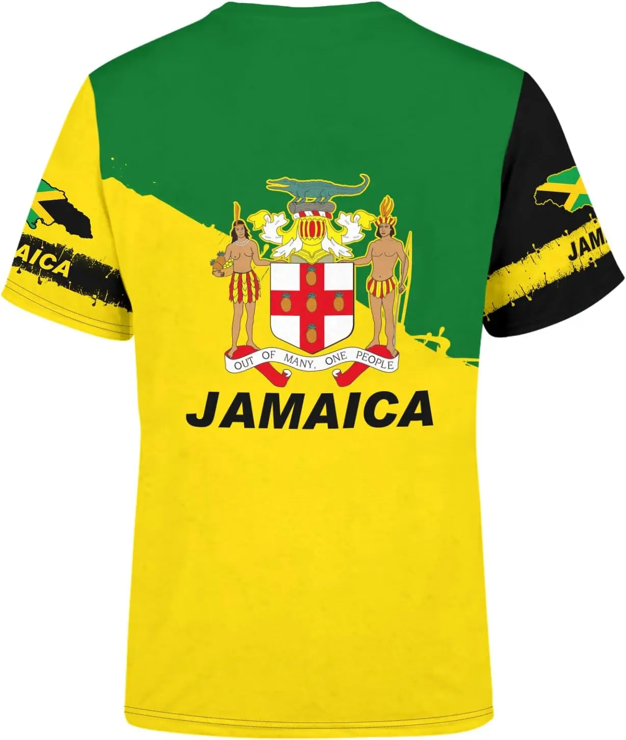 تي شيرت BJU بعلم جامايكا تي شيرت أسد مطبوع برقبة دائرية وأكمام قصيرة كاجوال رياضي للجنسين