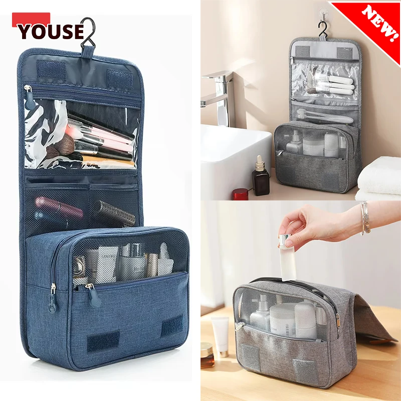 Foldable Toiletry Bag Organizer, Hanging Business Large Capacity Makeup Bag with Dry Wet Separation, Travel Supplies Storage Bag