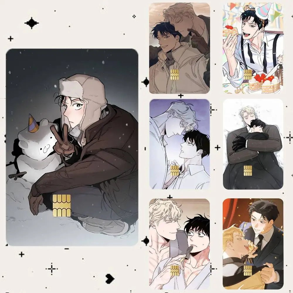 

Korean BL Manhwa Roses And Champagne HD Waterproof Card Skins Protective Stickers for Credit Bank Game Cards
