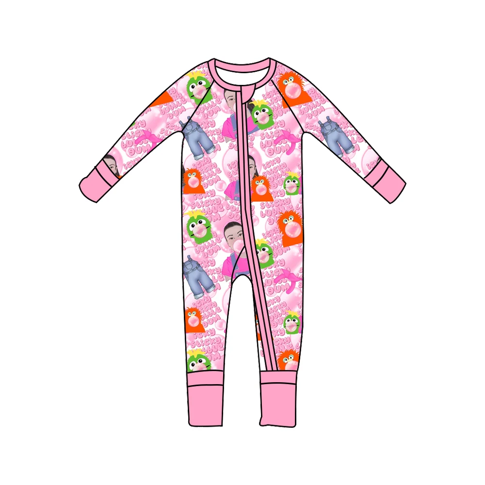 Baby Zip Up Sleeper Romper Watermelon Lemon / Sushi Print / Bubble Gum Themed Long Sleeve Footless Sleep One-Piece Pajamas