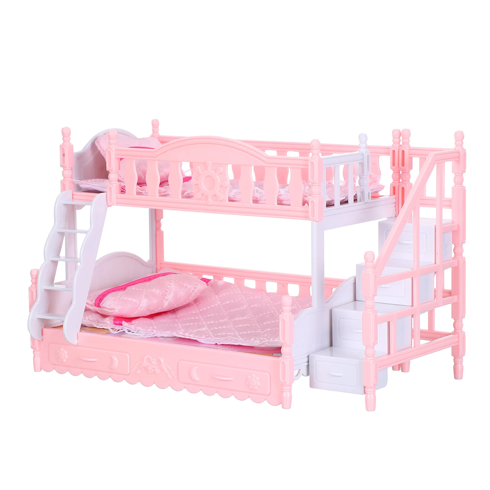 

1Set Miniature Bunk Bed for 1:12 Realistic Small Bedroom Furniture Set Space Saving Design Compatible with Most