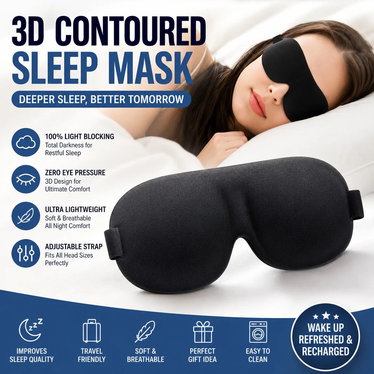 3D Stereoscopic Sleep Eye Mask Sleep Magic Memory Sponge Shading Breathable Eye Protection