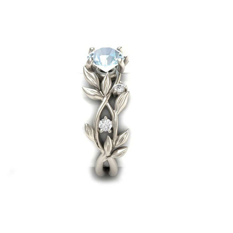 CC Olive Leaves Rings For Women Princess Diamant Cubic Zirconia Engagement Ring Creative Fashion Jewelry Anillos Mujer CC2003