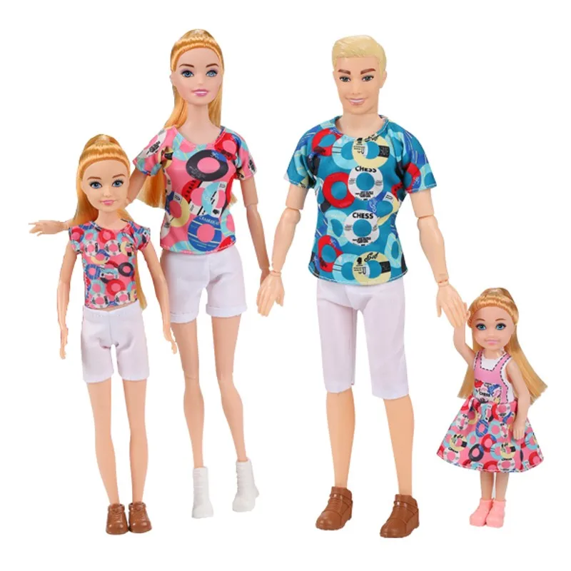 1/6ドールおもちゃファミリードールセット4人入りママパパ子供30cmドールフルセット服付き子供用プレイハウスおもちゃ誕生日プレゼント